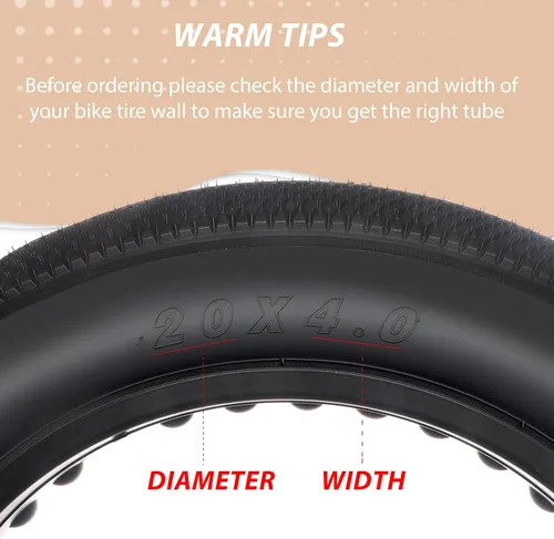 Vista 2 de MOHEGIA Fat Bike - Tubos interiores para bicicleta eléctrica de 20 x 3.0/20 x 4.0/26 x 3.0/26 x 4.0 pulgadas, goma butílica premium, válvula