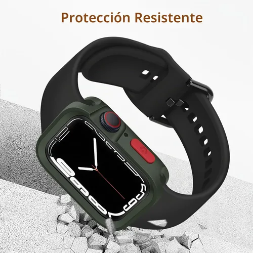 Vista 3 de Estuche Resistente Compatible con Apple Watch Case 41mm 40mm Series 9/8/7/6/5/4/SE3/2/1, Funda Protectora Amortiguadora de TPU Flexible y Suave