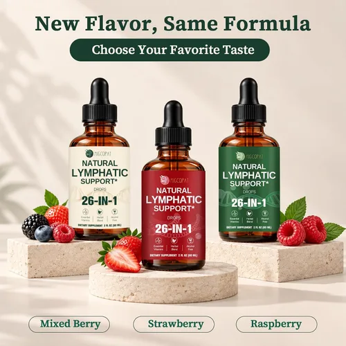 Vista 10 de Migcopat Gotas de drenaje linfático liposomal 26 en 1, sabor mixto de bayas
