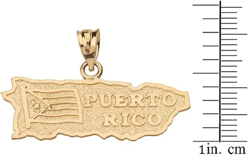 Vista 2 de Colgante de mapa estatal de Puerto Rico en oro amarillo de 10 k, Oro amarillo