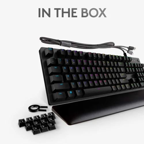 Vista 10 de Logitech G Teclado mecánico para juegos con retroiluminación RGB 513 con interruptores de teclas GX azules carbono