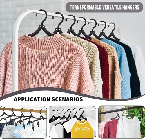 Vista 5 de 12 perchas de viaje negras con 24 clips plegables para maleta, perchas plegables portátiles para ropa, artículos esenciales para cruceros