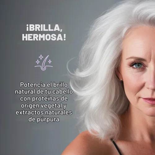 Vista 8 de Just Nutritive Acondicionador morado para cabello rubio, gris, blanco, plateado y decolorado, elimina el cobrizo, aumenta el brillo, repara