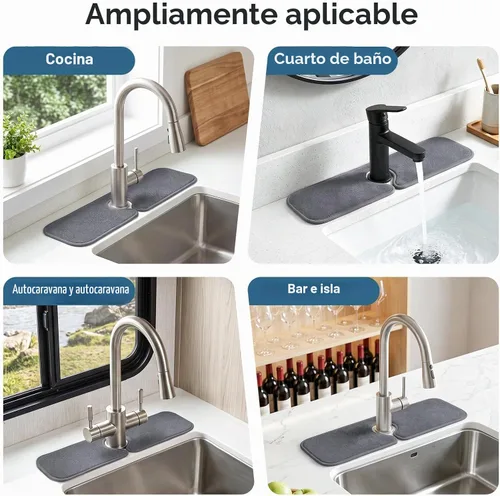 Vista 7 de PoYang Paquete de 2 Alfombrillas para Grifo de Fregadero de Cocina Protector contra Salpicaduras Corto: Alfombrilla de Microfibra Súper Absorbente