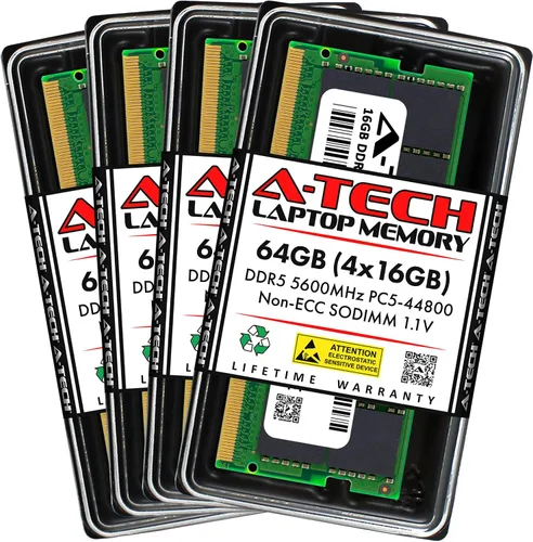 Vista 22 de A-Tech 8GB DDR5 4800MHz PC5-38400 CL40 SODIMM 1.1V Memoria RAM de 1.1V sin ECC sin búfer SO-DIMM de 262 pines para actualización de memoria