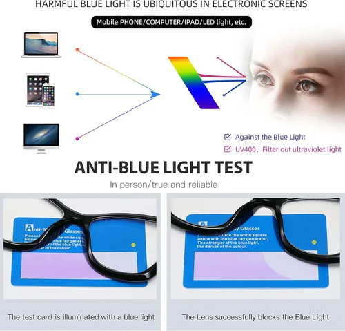 Vista 7 de Bevi Gafas de lectura antifatiga ocular, bloqueo de luz azul, marco cuadrado grande de gran tamaño con bisagra de metal para mujeres y hombres