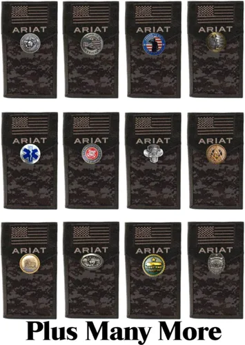 Vista 5 de Custom Skull and American Flag Ariat Black Digital Camo cartera larga