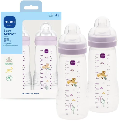Vista 8 de MAM Biberón anticólico activo activo de flujo natural de 11 oz, 4+ meses Azul verdoso