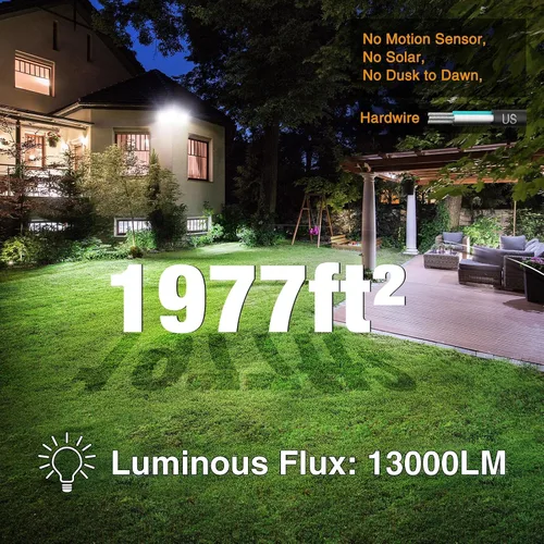 Vista 3 de Onforu Luces de inundación de 130 W para exteriores, luz LED de brillo de 13000 lm en el exterior, reflector exterior LED impermeable IP65 con 3