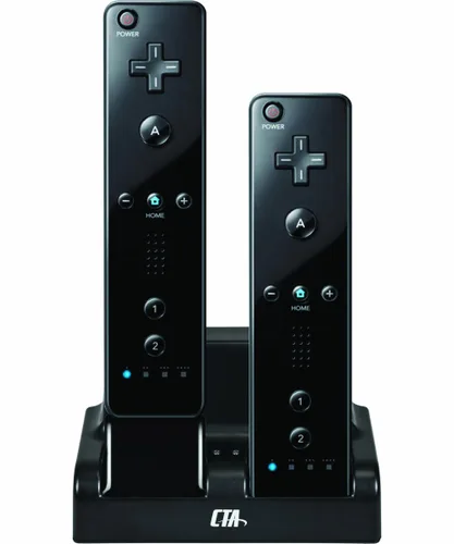 Vista 4 de CTA Digital Wii Remote Dual Charge Station with 2 Rechargeable Batteries (Black)