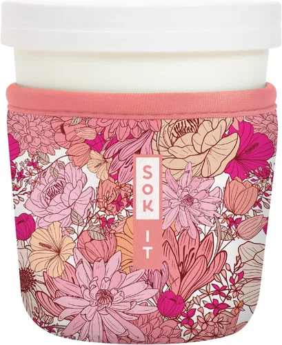 Vista 37 de Sok It IceCreamSok - Funda de neopreno aislada (flores abstractas, pintas de helado cónicas)