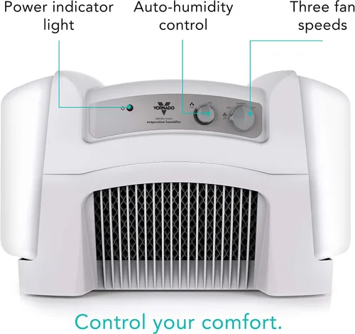 Vista 4 de Vornado Evap40 Humidificador evaporativo de 4 galones con humidistato ajustable y 3 velocidades y mecha de humidificador de repuesto MD1-0002