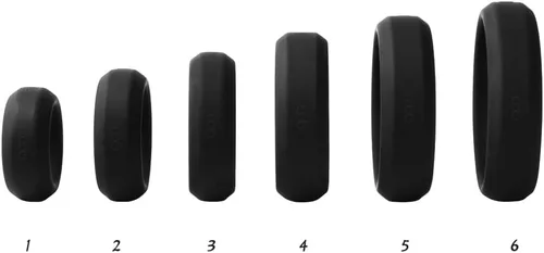 Vista 5 de Cob Anillos de silicona para hombres, paquete variado de 6 tamaños, anillos elásticos para el pene para adultos, juguetes de bienestar sexual