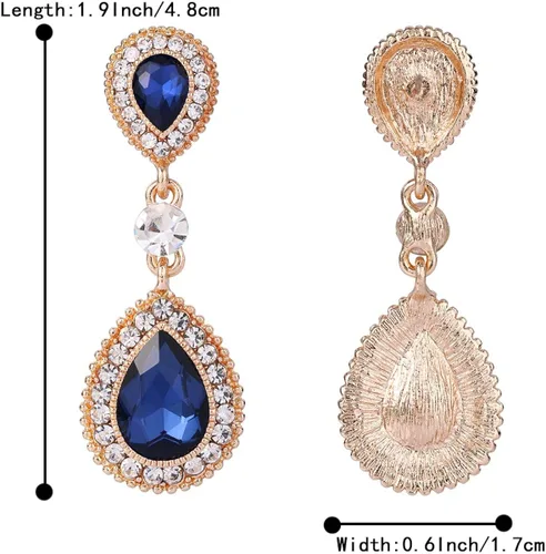 Vista 5 de BriLove 8 pendientes colgantes de cristal con forma de lágrima para mujer Cristal