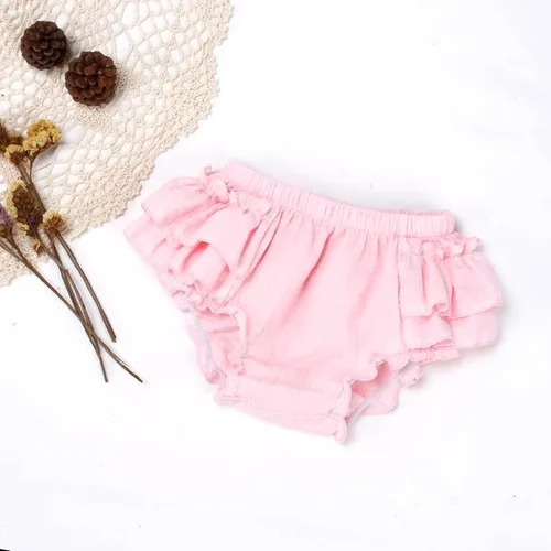 Vista 6 de Purbasvi Newborn Infant Baby Girl Cotton Bloomers and Bows Toddlers Ruffle Shorts Diaper Covers Headband Set
