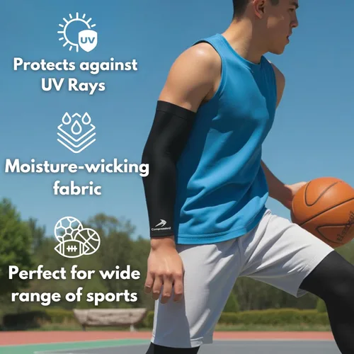 Vista 2 de CompressionZ Youth Sports Arm Sleeves Kids Cooling UV50+ Protection Volleyball Football Basketball Baseball - Boys & Girls