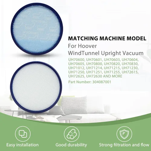 Vista 4 de Paquete de 3 filtros 304087001 compatibles con Hoover WindTunnel Rewind UH71350V, UH71300, UH71250, UH71330, UH71100, UH71012 y WindTunnel 3