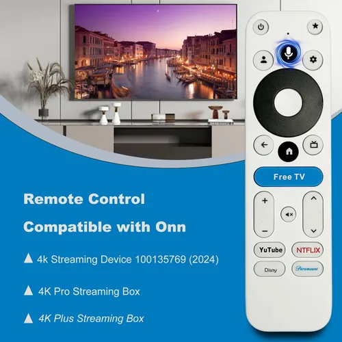 Vista 2 de Remoto de voz reemplazado para dispositivo de transmisión onn 4K Compatible con 100024646 100026240 100135769 Material ABS blanco