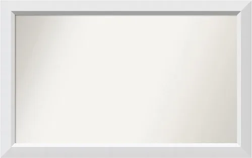 Vista 216 de Amanti Art Espejo de baño blanco para sobre el fregadero, 24 x 26 pulgadas, espejo rectangular blanco y blanco, marco de madera contemporáneo