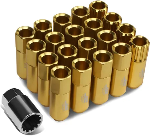 Vista 9 de J2 Engineering 20 piezas de tuercas de aluminio 7075 de extremo abierto M12 x 1,5 con adaptador de zócalo, negro, para asiento cónico