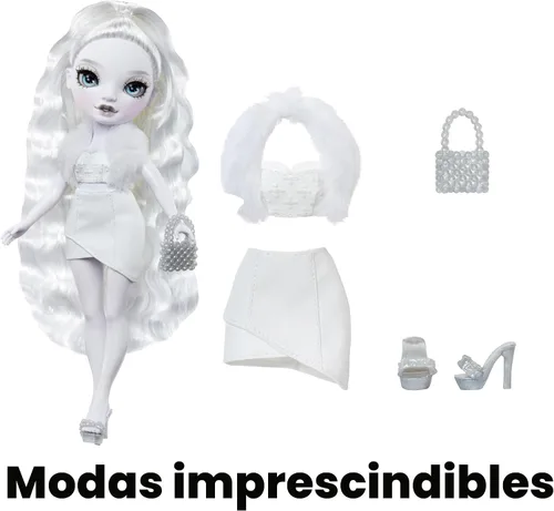 Vista 3 de Rainbow High Shadow High Natasha Zima Grayscale - Muñeca de moda de 11 pulgadas con pelo blanco y atuendo blanco, bolso elegante, gran regalo