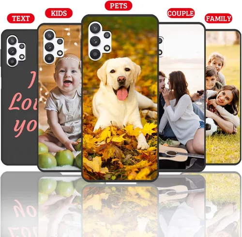 Vista 2 de Funda de teléfono con foto personalizada para Samsung Galaxy A32 5G, imagen/texto personalizados, funda negra delgada y suave, regalo único de nicho