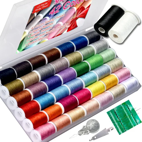 Vista 10 de Kit de costura de 100 colores Juego de hilo de poliéster práctico