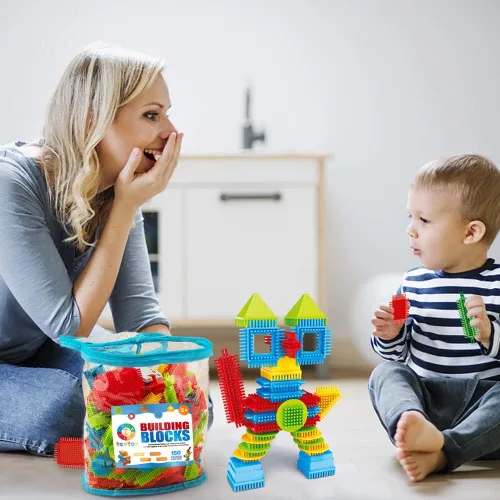 Vista 3 de Juguetes de construcción para bebés, 150pcs forma de cerda 3D bloques
