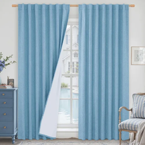 Vista 119 de LAMIT Cortinas opacas cortas de lino de 30 pulgadas para ventanas de cocina sobre el fregadero, cortinas de café texturizadas de lino marfil