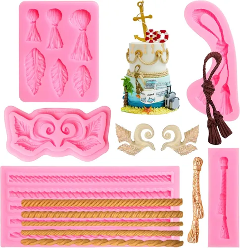 Vista 19 de Molde de fondant de silicona de voluta barroca para decoración de pasteles, 4.67x3.58 pulgadas Sin BPA, apto para lavavajillas, microondas, fácil
