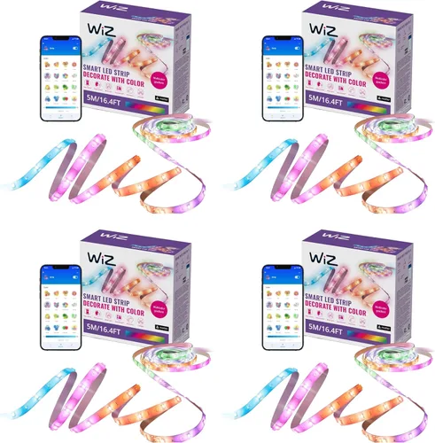Vista 7 de Tira de luces LED WiZ Connected de 16.4 pies para tu hogar inteligente, luces LED multicolor fluidas, iluminación RGBIC que cambia