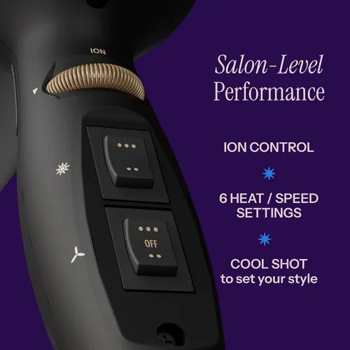 Vista 2 de Hot Tools Pro Artist Black Gold 2100 Turbo Ceramic + Ionic Secador de pelo Secado rápido, ligero Lightweight Ionic Hair Dryer for Fast Drying, 6