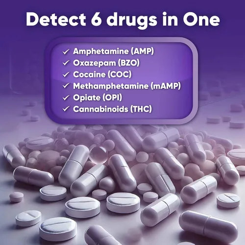 Vista 6 de Prime Screen Kit de prueba de drogas en orina de 6 paneles (THC-marihuana, BZO-Benzos, MET-Meth, OPI, AMP, COC), WDOA-264 (2)