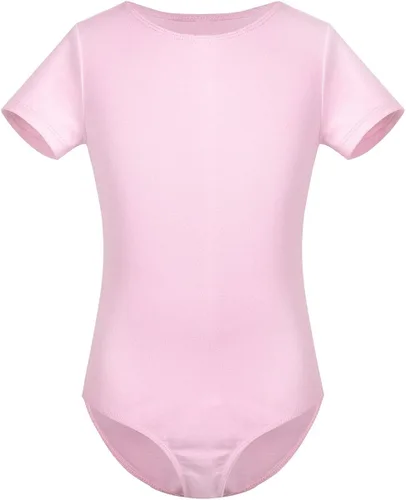Vista 2 de TiaoBug Conjunto de vestido de ballet para niñas, de algodón, manga corta, leotardo de gimnasia con falda de gasa, conjunto de ropa de baile
