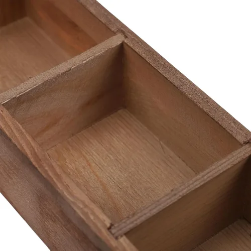 Vista 7 de Focket Tea Bag Organizer, 3 Compartments Pine Wood Tea Storage Container Wooden Box with Double Handles for Cabinet Countertop Office Home