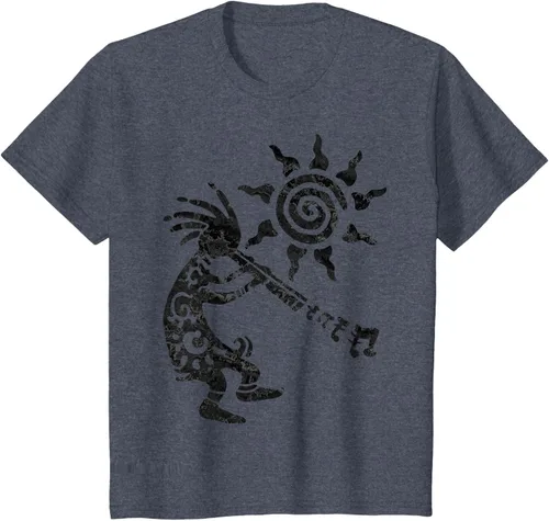 Vista 52 de Native American Kokopelli Musican With Flute 2 - Camiseta divertida para fanáticos, Blanco, S