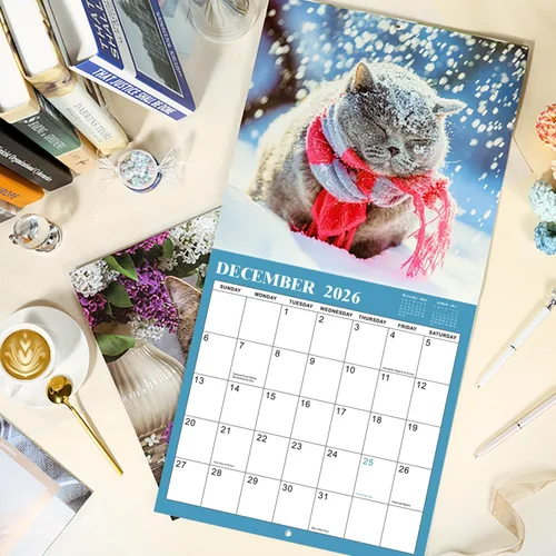 Vista 6 de Calendario 2026-2027 – Calendario de pared 2026-2027, julio de 2026 a diciembre de 2027, 12 x 24 pulgadas (abierto), calendario de gato de 18 meses
