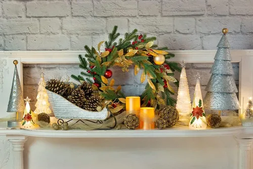 Vista 7 de Boston International Decoración de árbol de mesa LED para Navidad de invierno, pequeño, champán y blanco