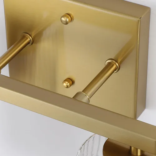 Vista 6 de 2 luces de tocador de baño de oro cepillado sobre el espejo, iluminación moderna con pantalla de vidrio texturizado, accesorios de iluminación