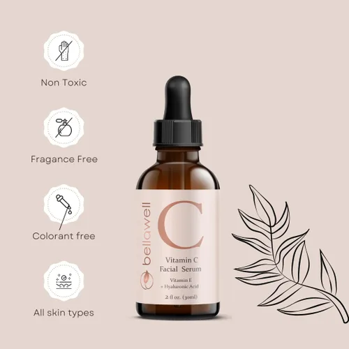 Vista 8 de Suero de vitamina C para la cara con ácido hialurónico, vitamina E, aloe vera y aceite de jojoba 2 fl oz