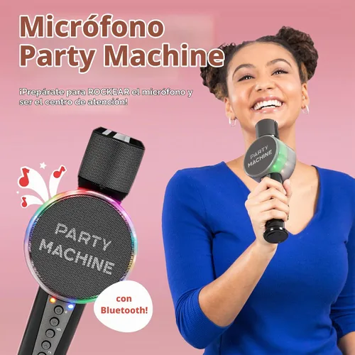 Vista 2 de Singing Machine Micrófono de karaoke inalámbrico para niños y adultos, micrófono de máquina de fiesta (negro) - Micrófono Bluetooth portátil de mano
