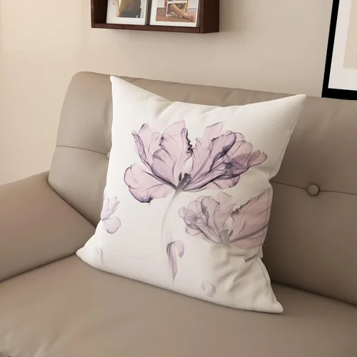 Vista 2 de Funda de almohada minimalista moderna con textura con estampado floral creativo, funda de cojín cuadrada impresa digital para sofá de sala de estar