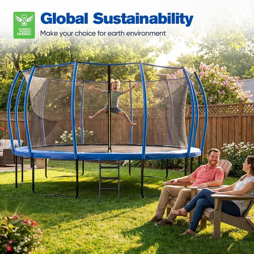 Vista 9 de Zupapa Trampolín de 1600 libras con diseño sin huecos de 16 15 y 14 pies con red y escalera