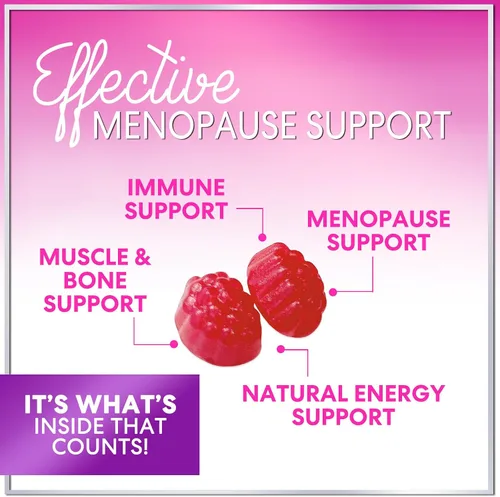 Vista 5 de Suplementos para la menopausia para mujeres, apoyo natural completo para sofocos suaves y sudores nocturnos, gomitas de alivio de la menopausia