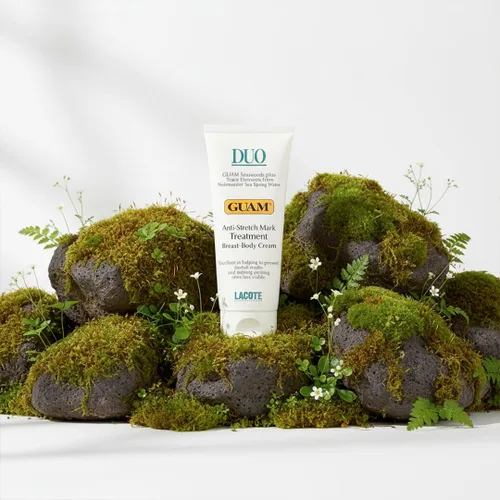Vista 6 de Guam Duo Cream for Stretch Marks - Crema corporal reafirmante para la piel para mujeres - Crema tensora de la piel para cuerpo y pecho - Loción