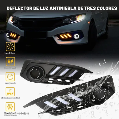 Vista 4 de x xotic tech - Cubierta de bisel de luces antiniebla LED para parachoques delantero compatible con Honda Civic 10th 2016-2018 2/4 puertas solamente