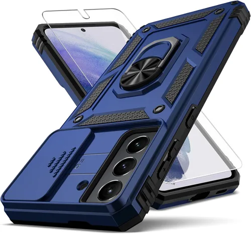 Vista 10 de Funda para Samsung Galaxy S21, con cubierta para lente de cámara, protector de pantalla HD, [grado militar] anillo de montaje en coche con soporte