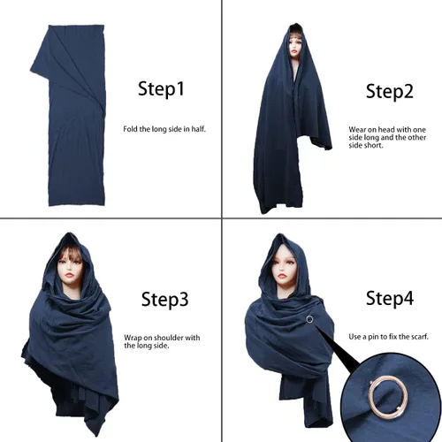 Vista 2 de Bufanda con capucha estilo pícaro, capa medieval, renacentista, para hombre, calentador de cuello con capucha, accesorios Cyberpunk