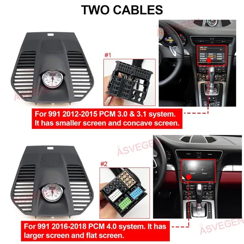 Vista 3 de Cronómetro Deportivo Montado en Tablero para Porsche 911 2013-2019, Panel Negro y Reloj Negro