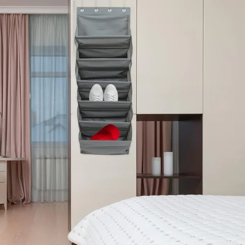 Vista 4 de Cabilock Organizador colgante de zapatos, bolsa organizadora de zapatos plegable sobre la puerta, zapatero para puerta de armario, ahorro